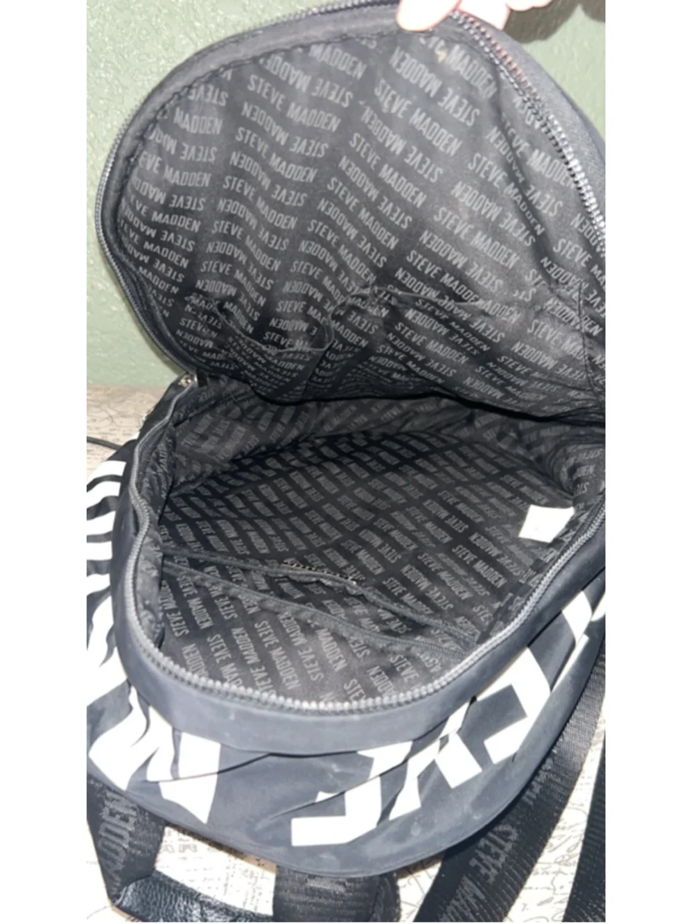 Women's Steve Madden Black & White Logo Backpack One Size